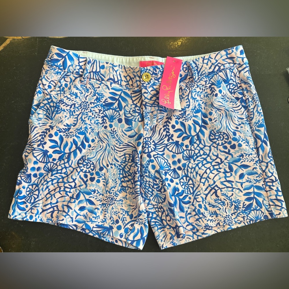 NWT Lilly Pulitzer JAYNE Knit Shorts, High Tides Good Vibes, Calla Lily Pink